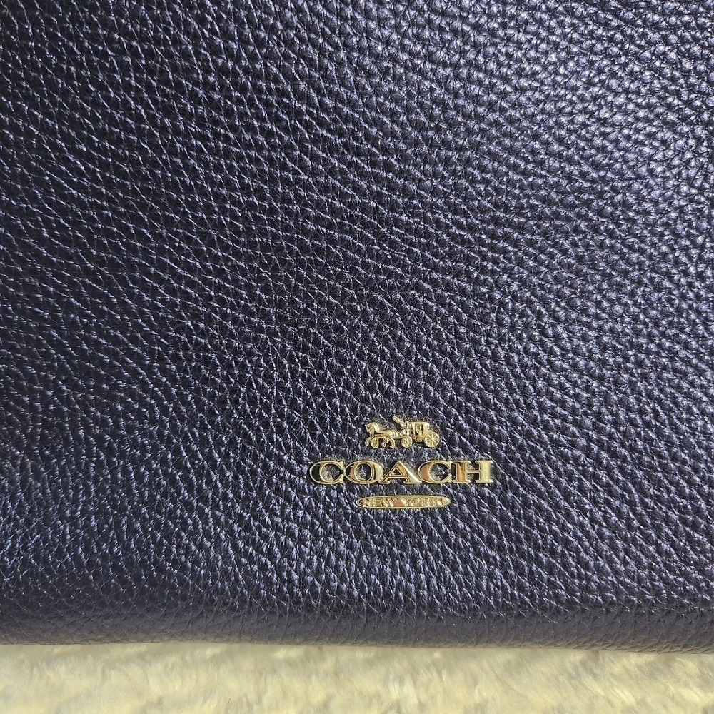 Coach Mia Crossbody bag metallic navy blue refined pebble leather dual zip - Picture 4 of 11